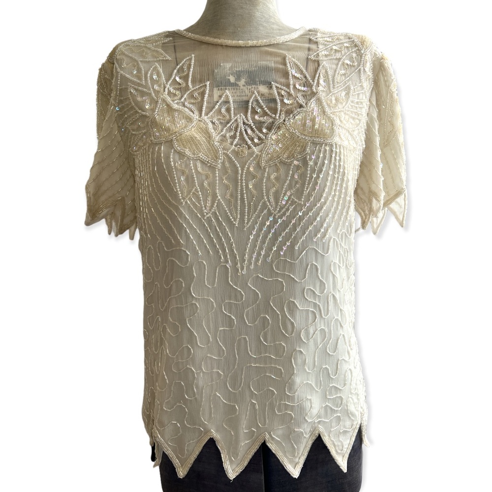 Vintage Laurence Kazar Iridescent Embellished Top